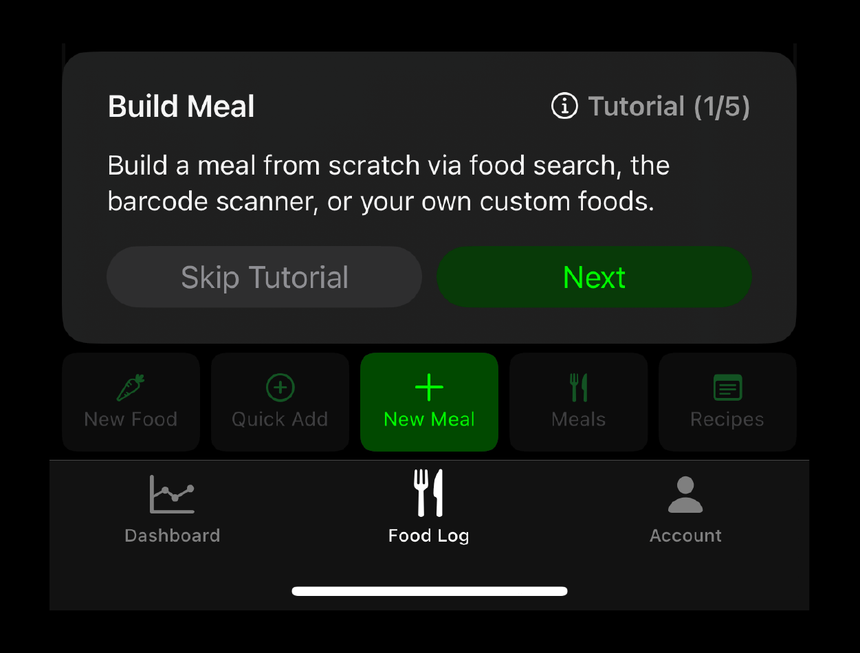 Macro Chief Food Log Build Meal Button