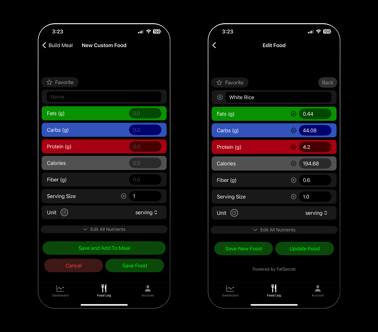 Create Custom Food and Edit Food in Macro Chief